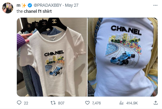 El precio de la camiseta de F1 de Chanel sorprende a todo Internet -  HIGHXTAR.