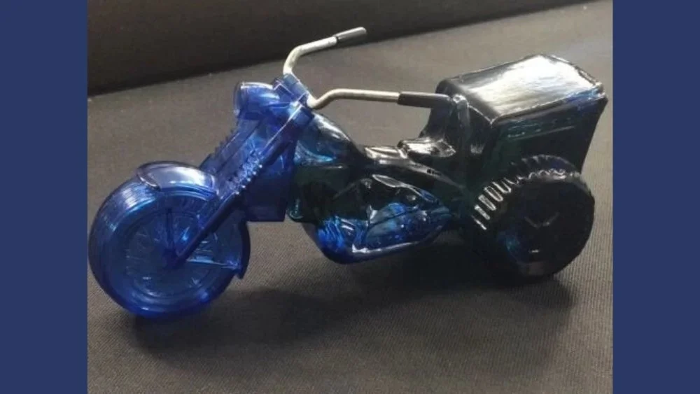 Rare Vintage Avon Wild Country After Shave 8″ Blue Motorcycle