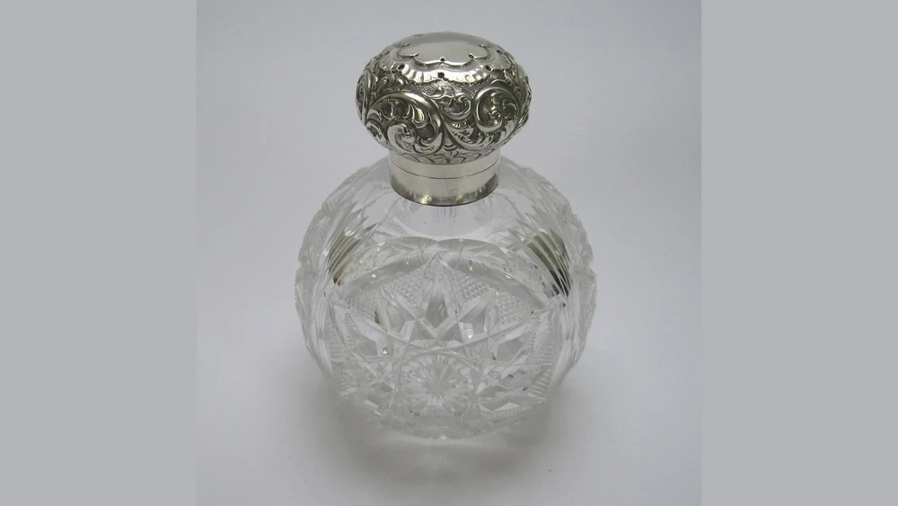Victorian Avon Silver Glass Perfume Bottle